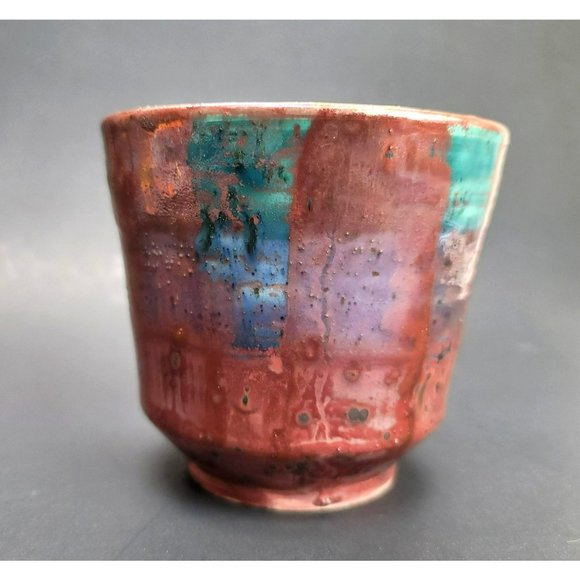 Sooz Glazebrook Art Pottery Vase / Bowl Copper Blue Green Patina JS8137 - Picture 5 of 8